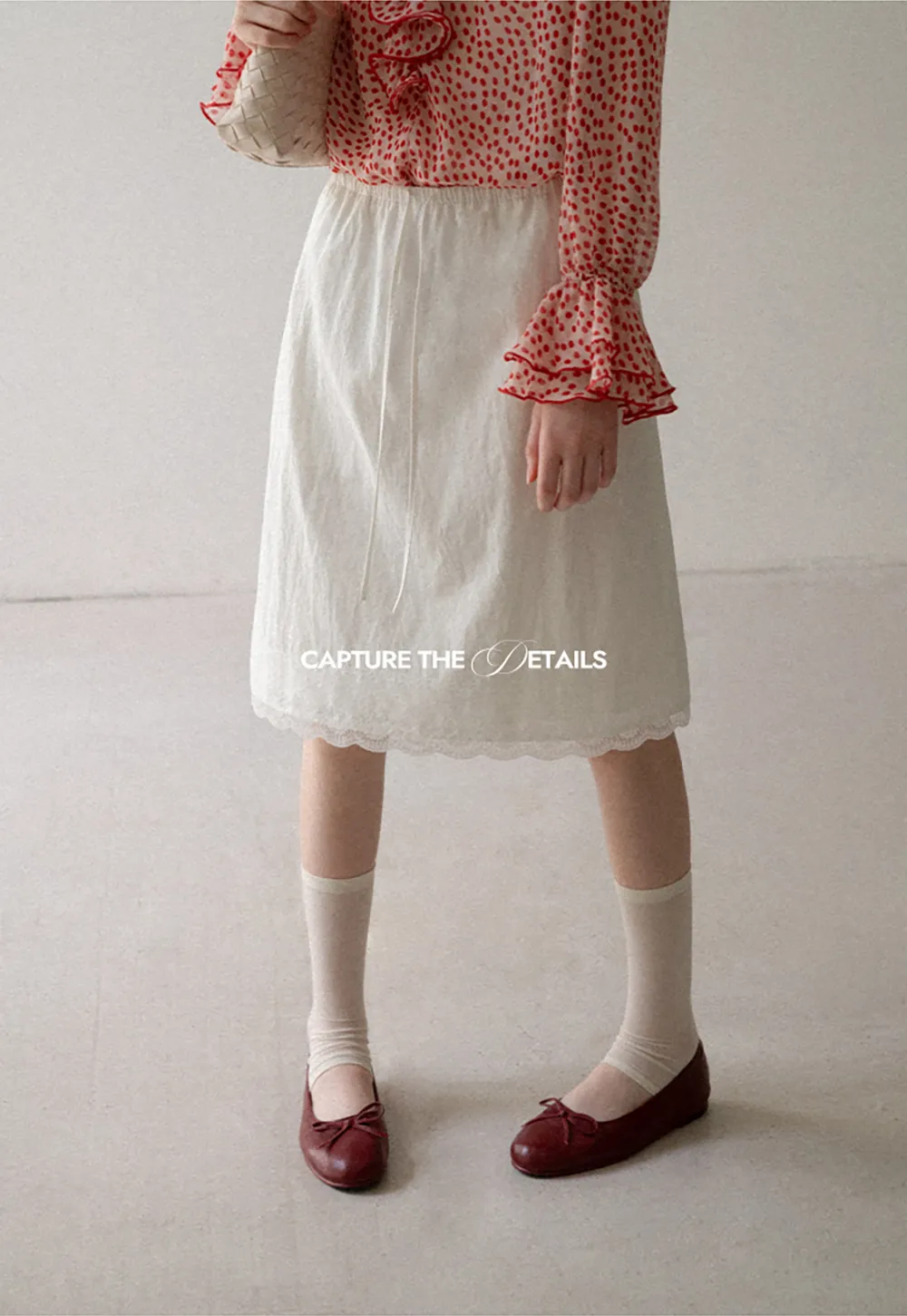 Lace Trim Drawstring Waist Skirt