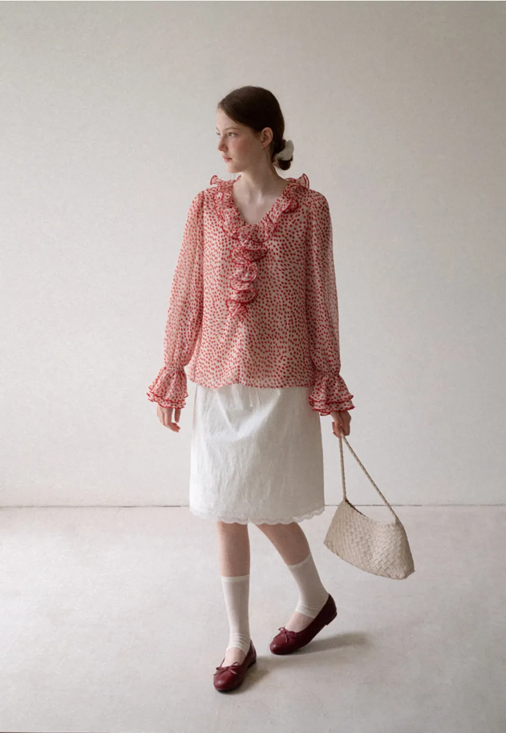 Lace Trim Drawstring Waist Skirt