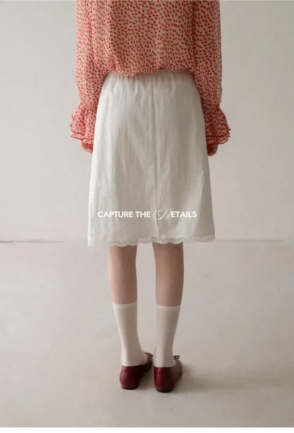 Lace Trim Drawstring Waist Skirt