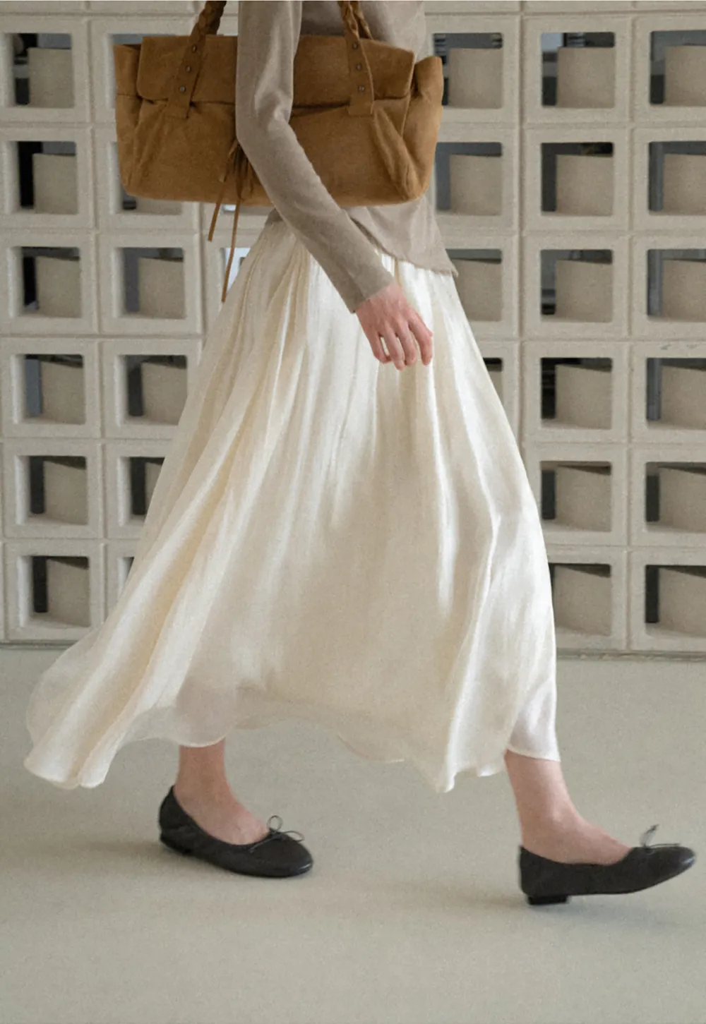Flowing Pleated Midi Skirt