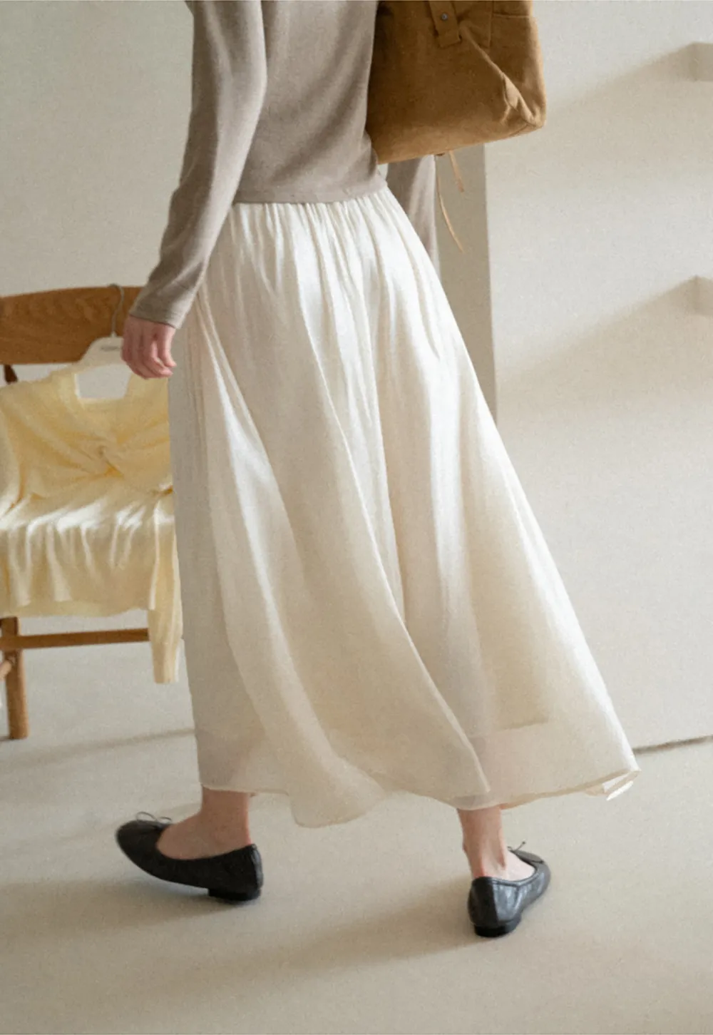 Flowing Pleated Midi Skirt