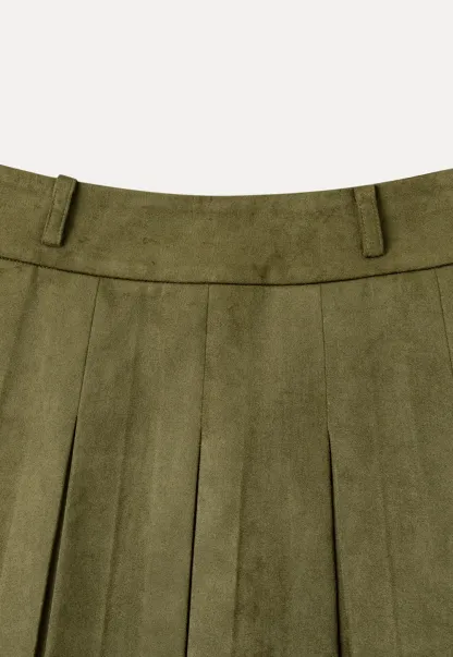 Pleated High Waist A Line Skirt