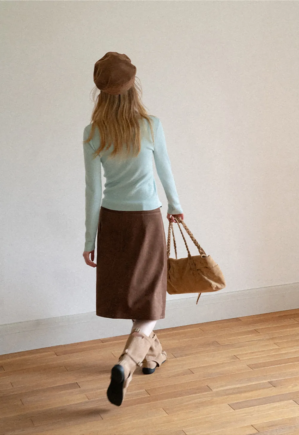 Pleated High Waist A Line Skirt