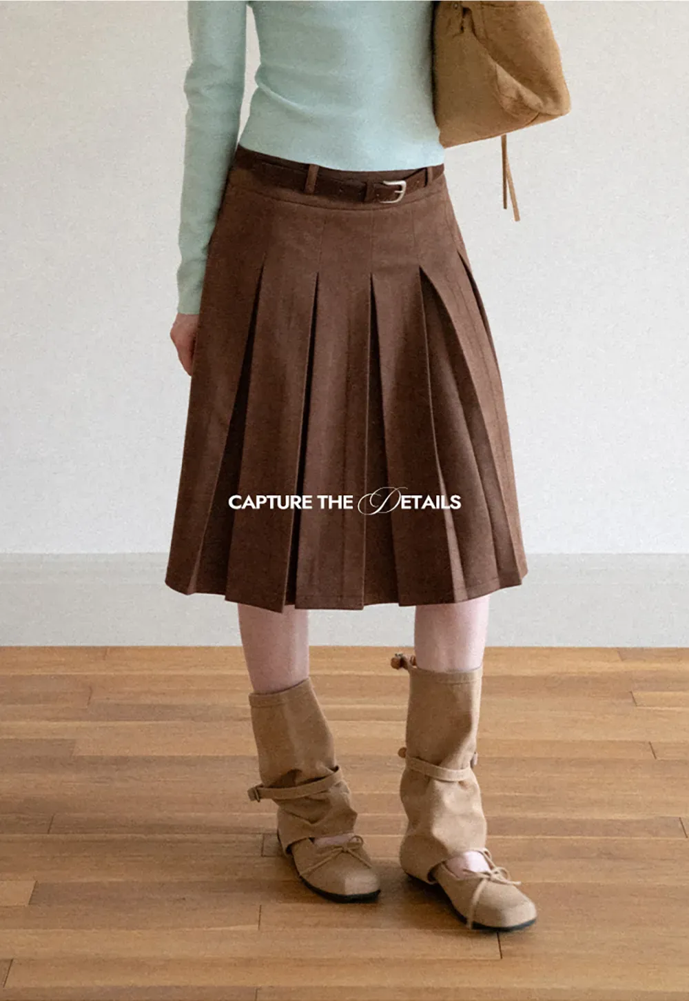 Pleated High Waist A Line Skirt