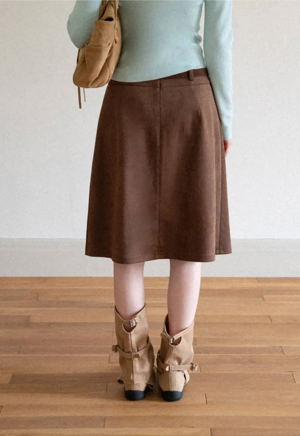 Pleated High Waist A Line Skirt