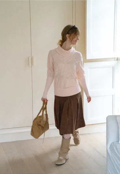 Pleated High Waist A Line Skirt