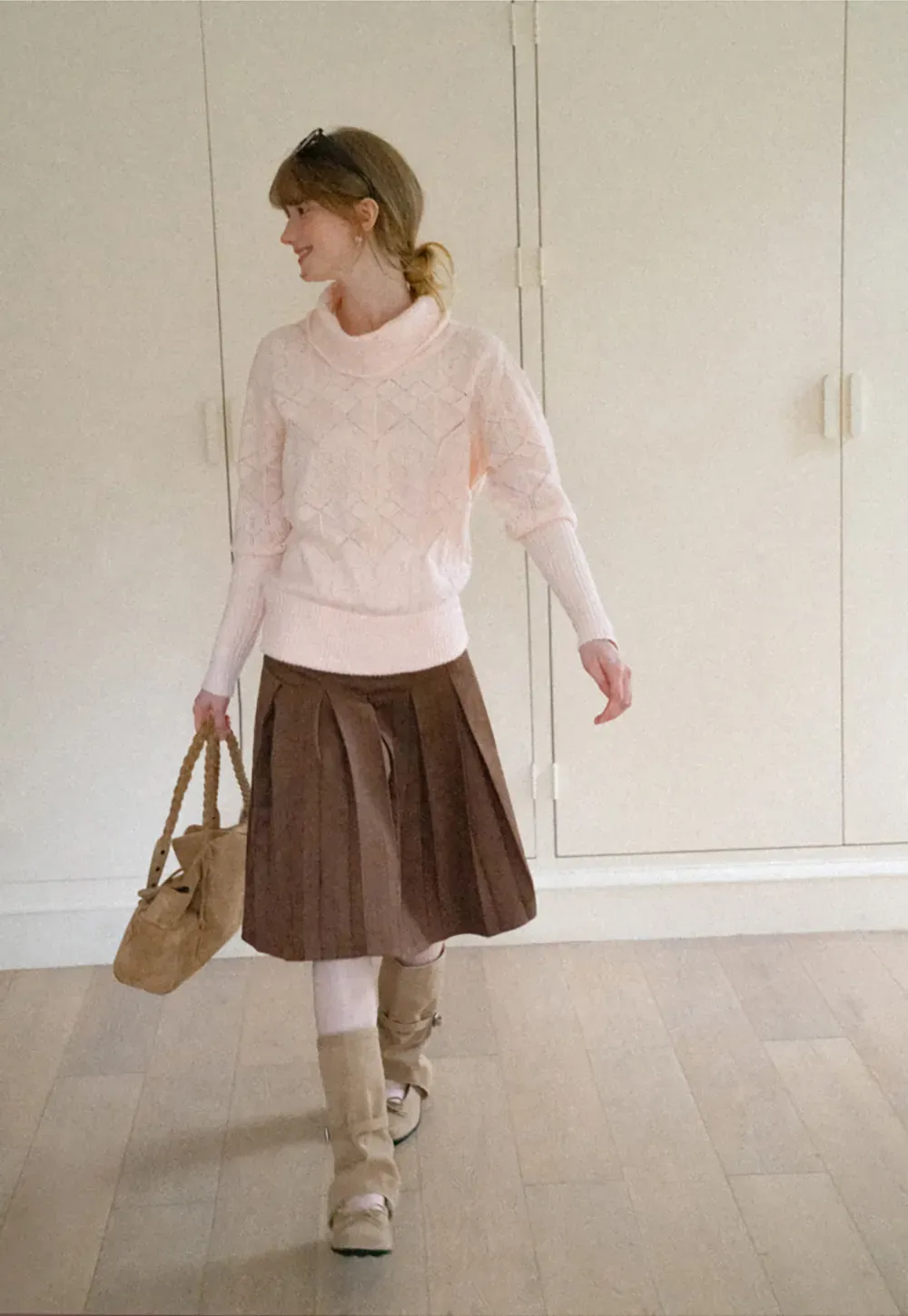 Pleated High Waist A Line Skirt
