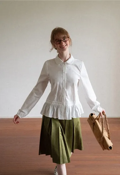 Pleated High Waist A Line Skirt