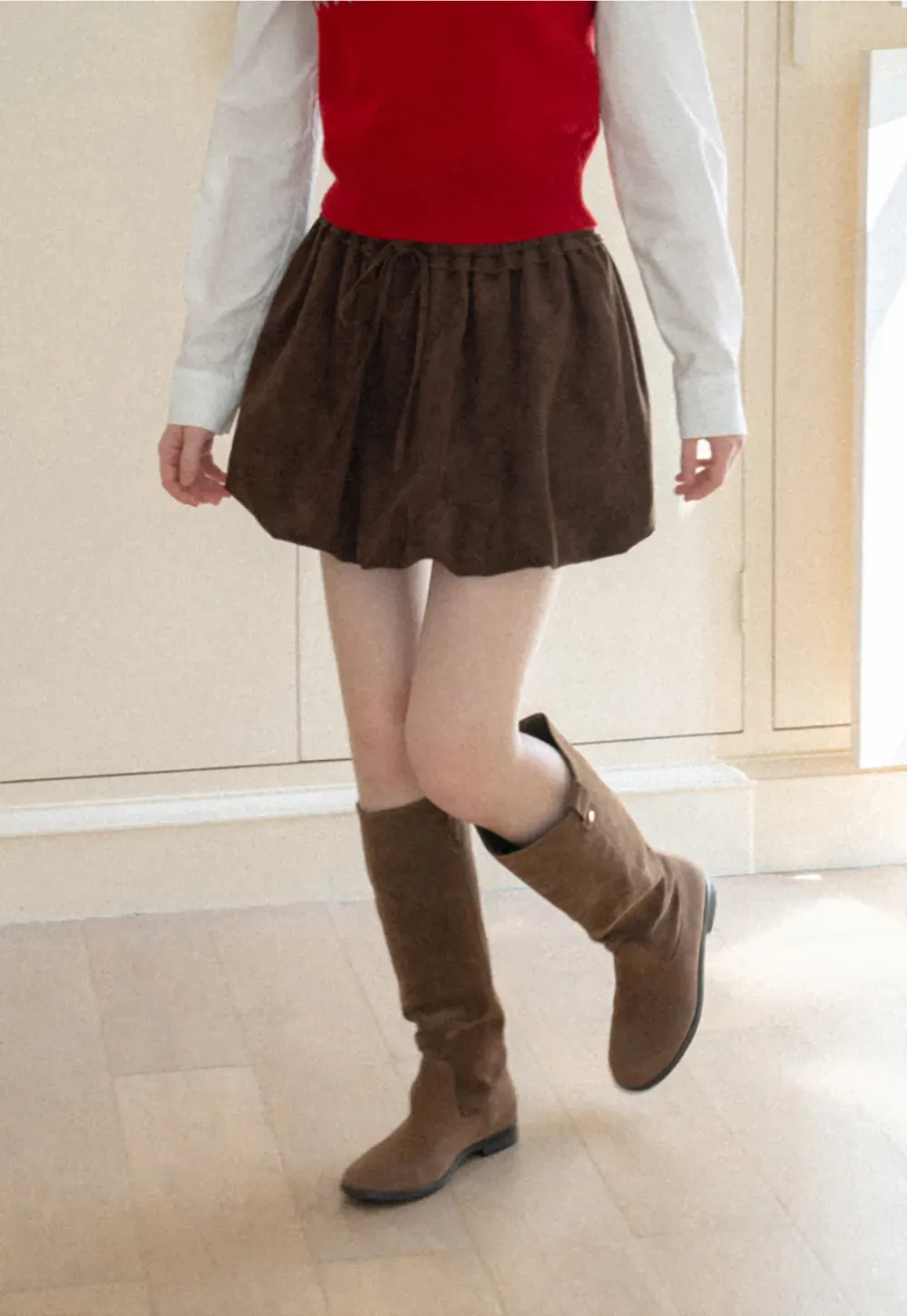 Drawstring Waist Suede Shorts