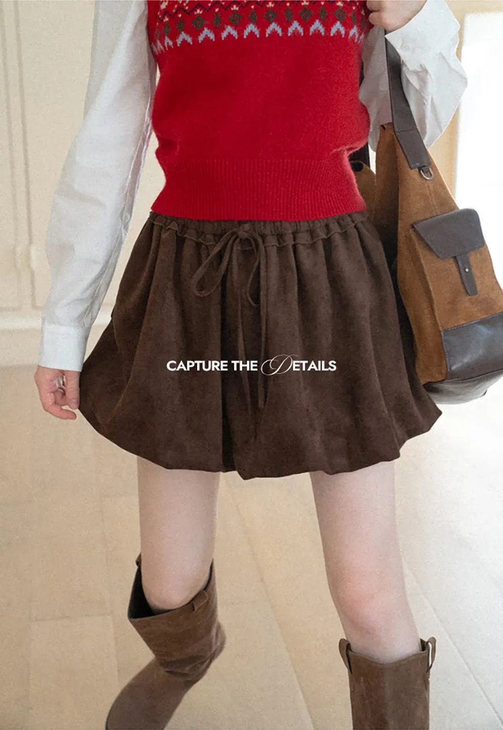 Drawstring Waist Suede Shorts