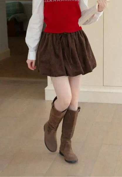 Drawstring Waist Suede Shorts