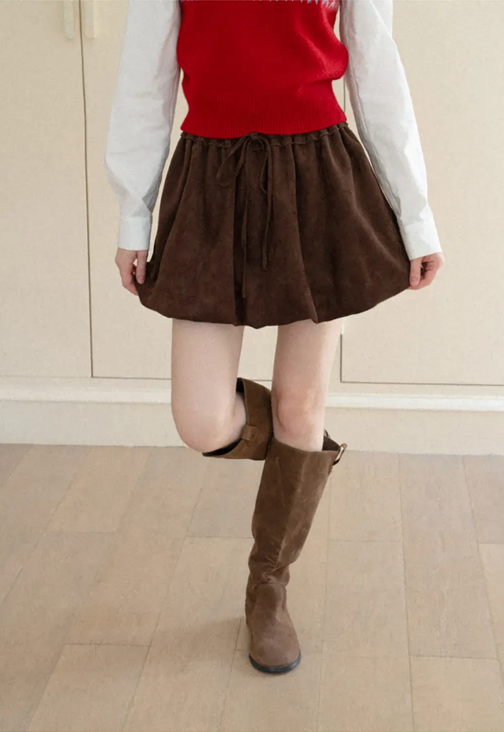 Drawstring Waist Suede Shorts
