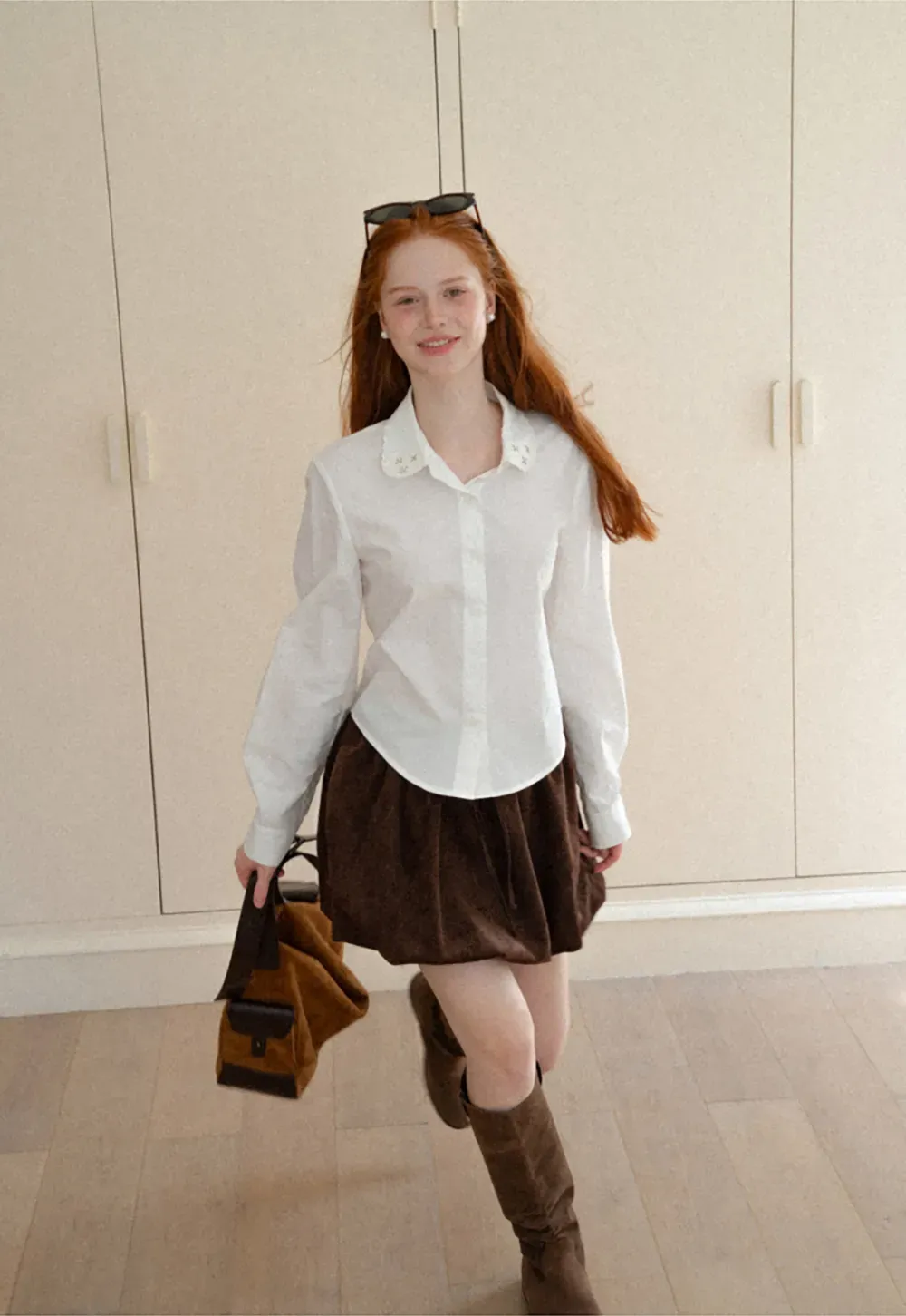 Drawstring Waist Suede Shorts