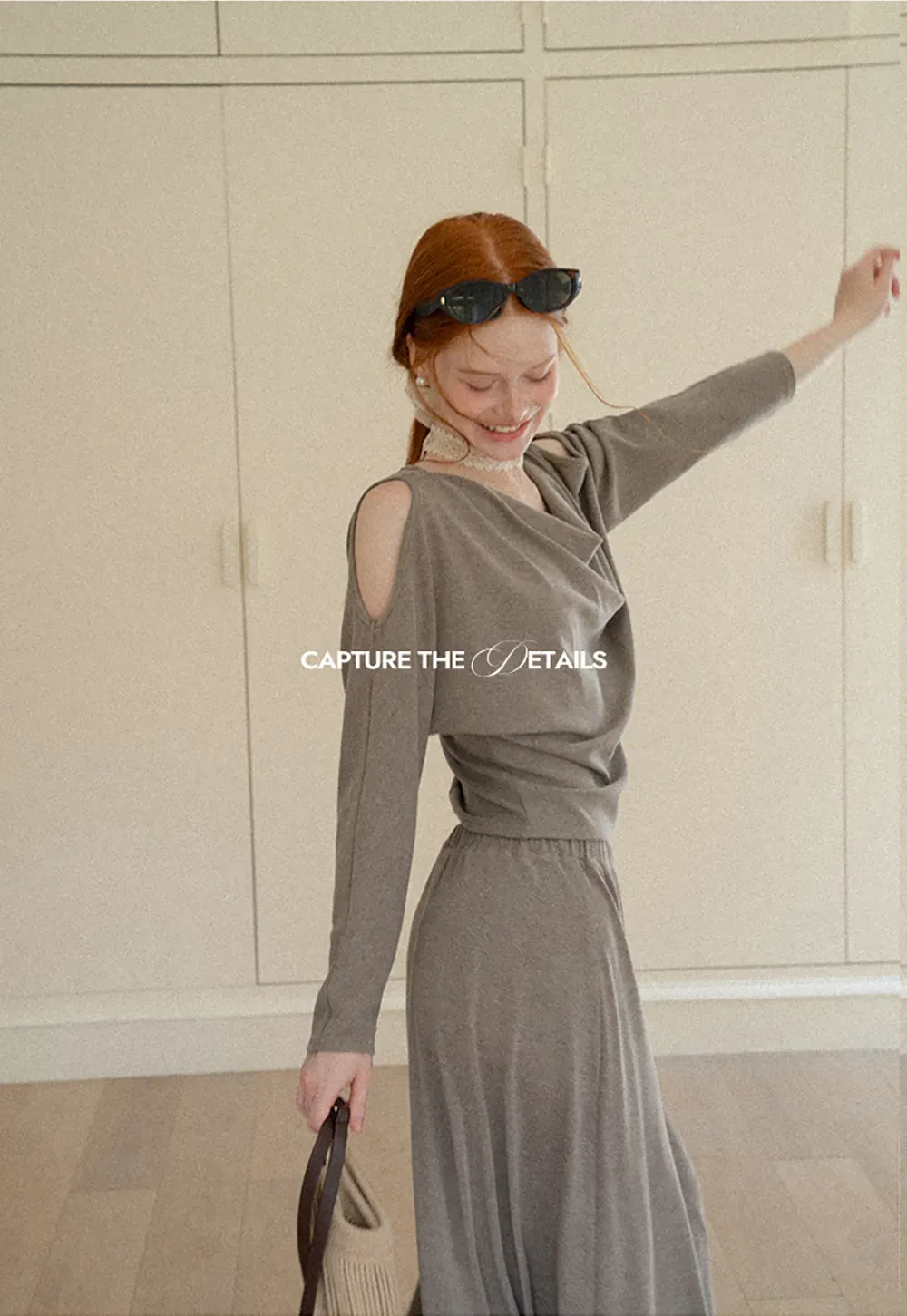 Cowl Neck Cold Shoulder Long Sleeve Dress