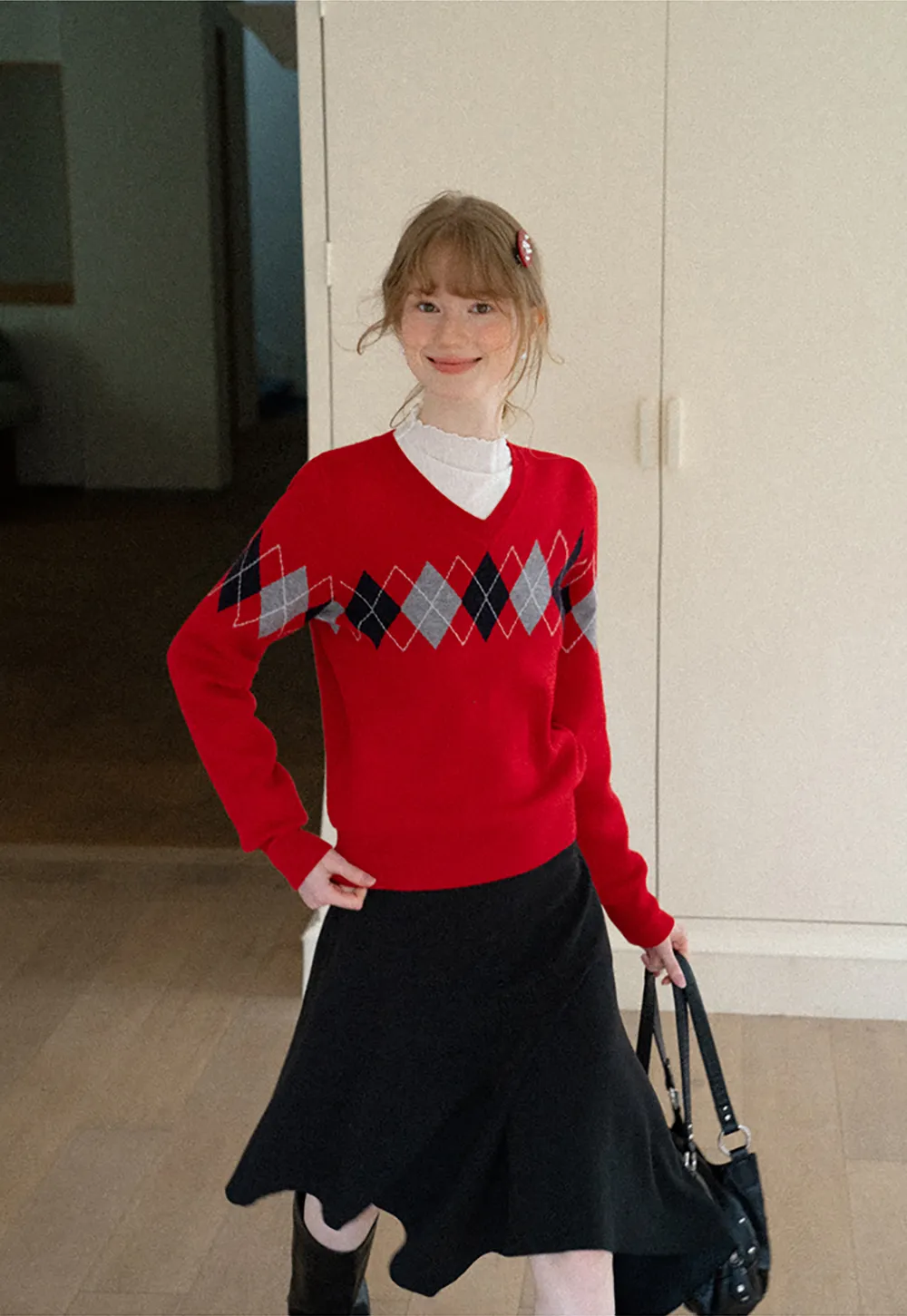 Asymmetrical Hem Flared Skirt