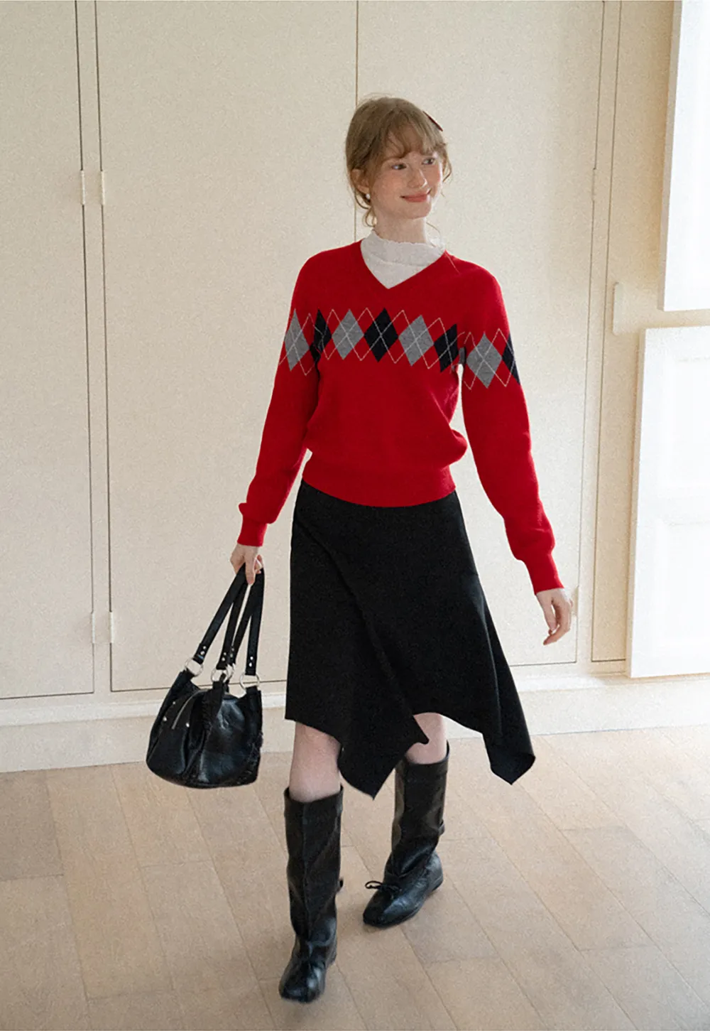 Asymmetrical Hem Flared Skirt