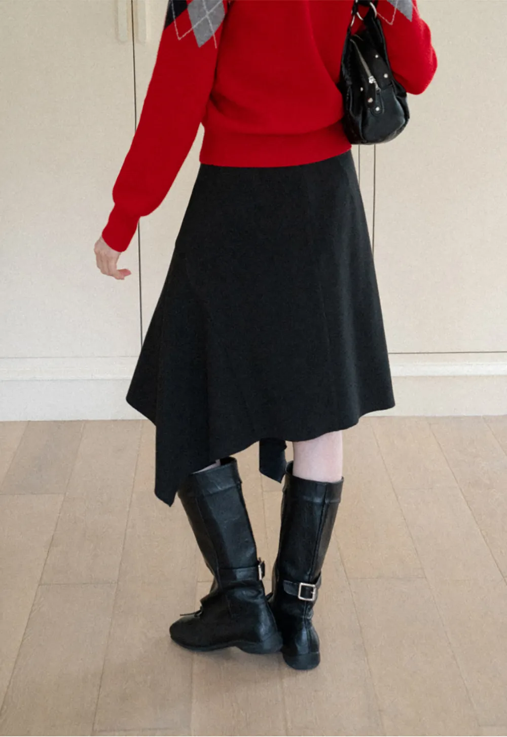 Asymmetrical Hem Flared Skirt