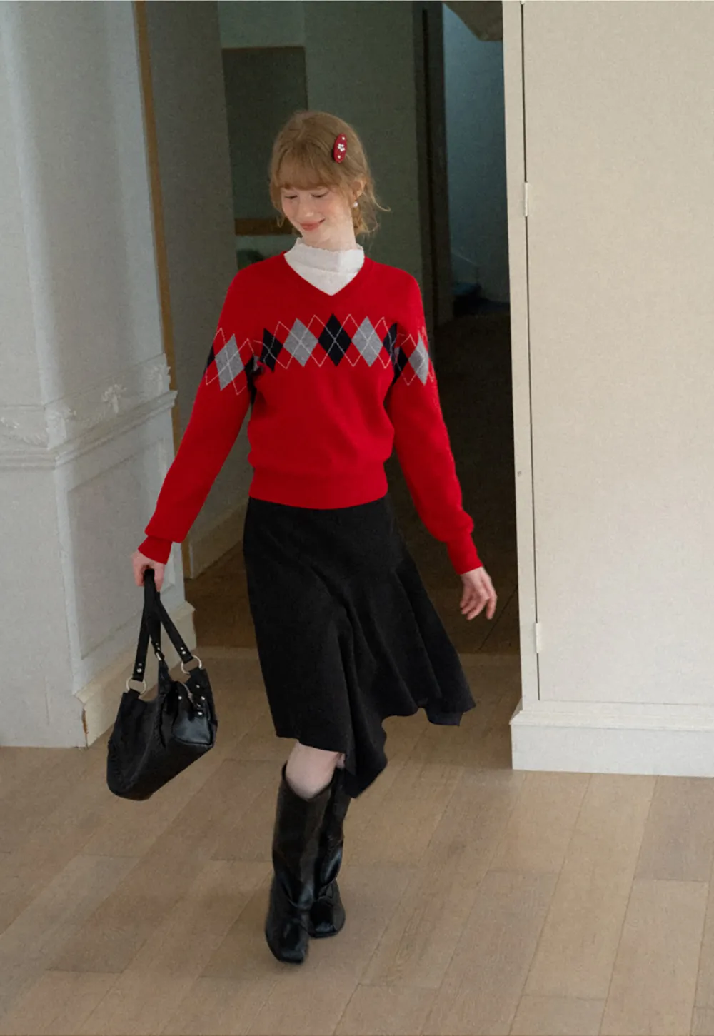 Asymmetrical Hem Flared Skirt