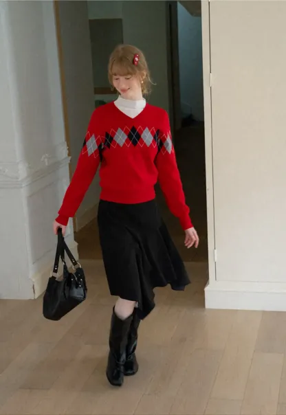 Asymmetrical Hem Flared Skirt