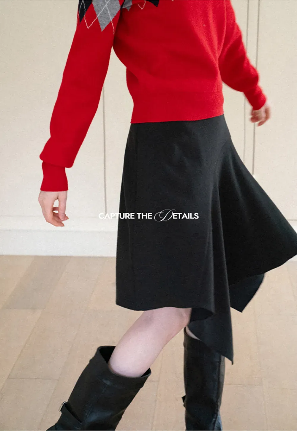 Asymmetrical Hem Flared Skirt