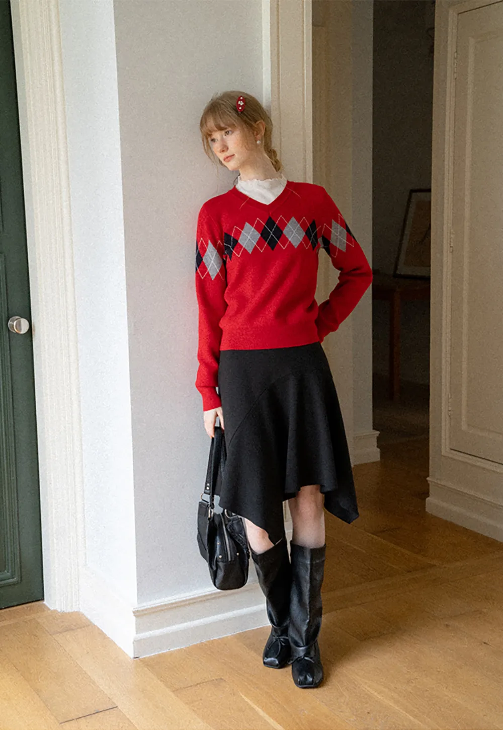 Asymmetrical Hem Flared Skirt