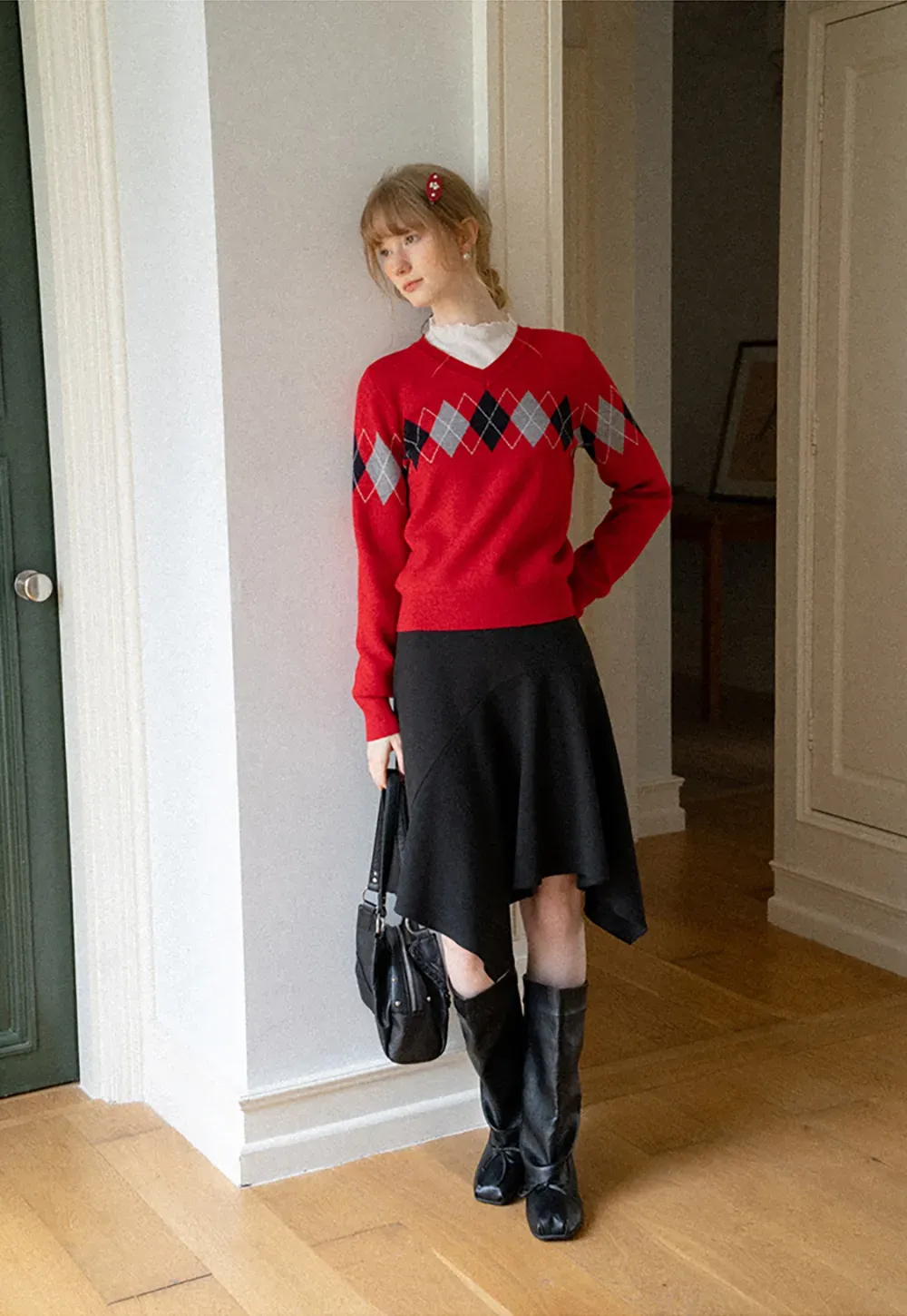 Asymmetrical Hem Flared Skirt