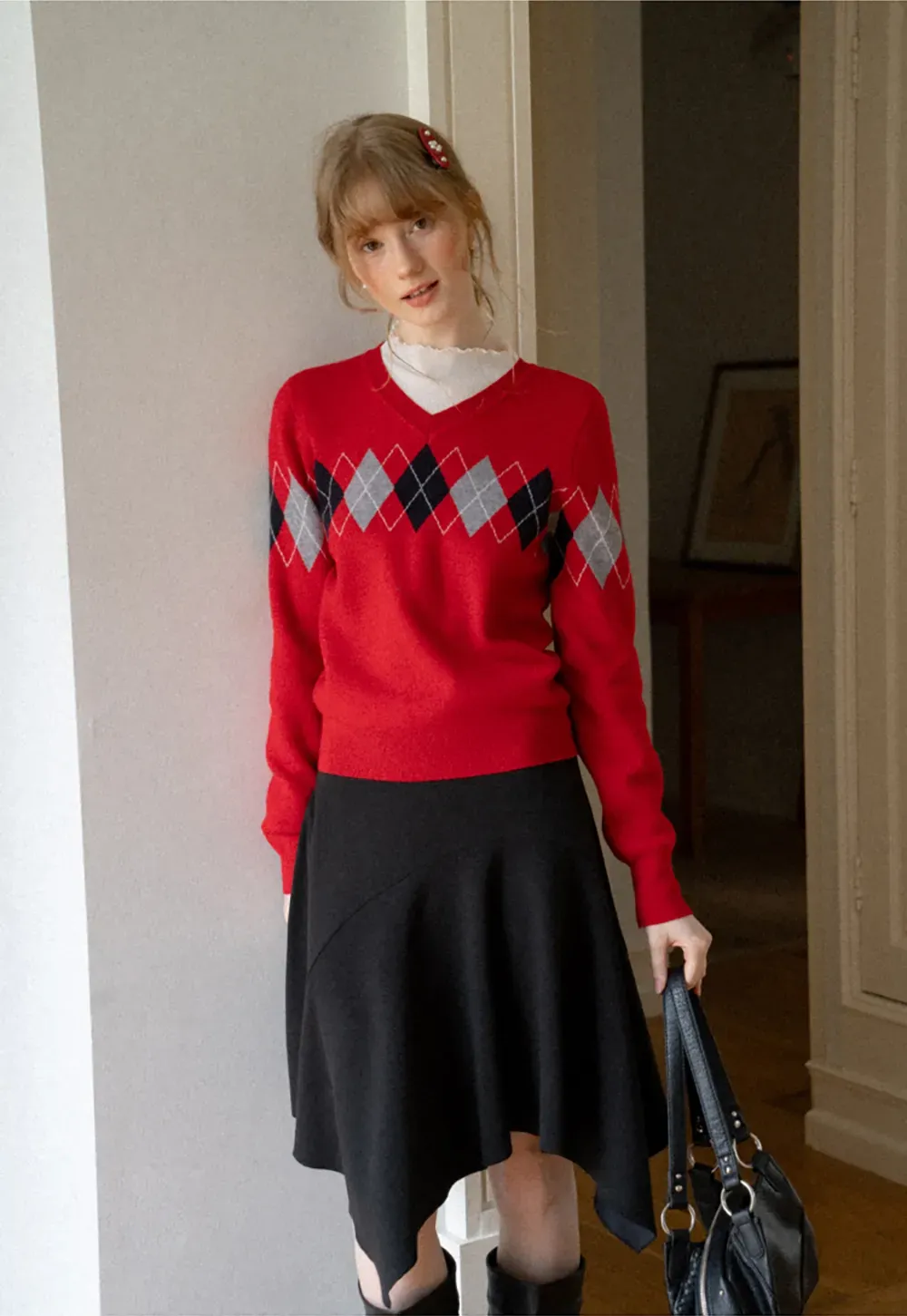 Asymmetrical Hem Flared Skirt