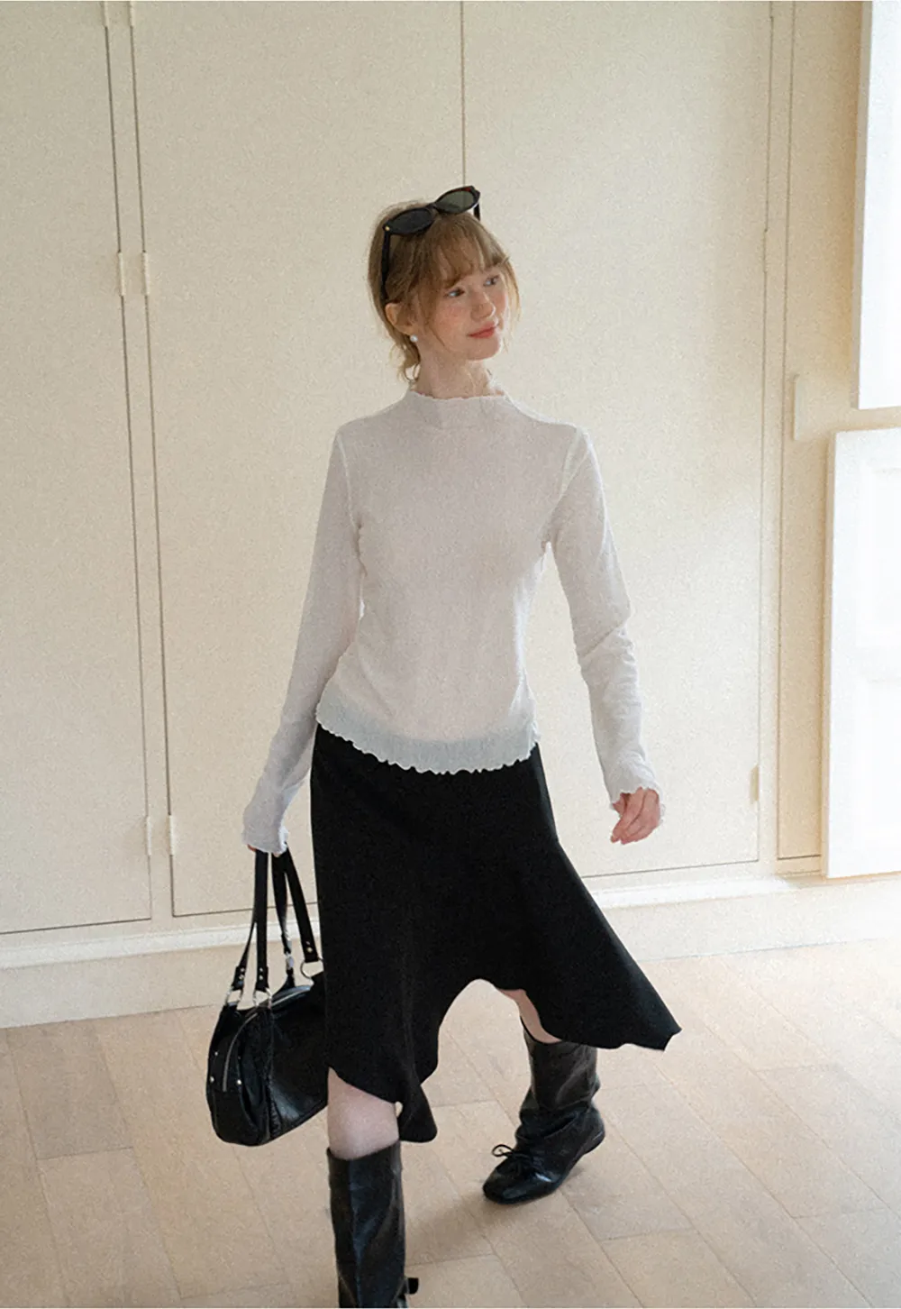Asymmetrical Hem Flared Skirt