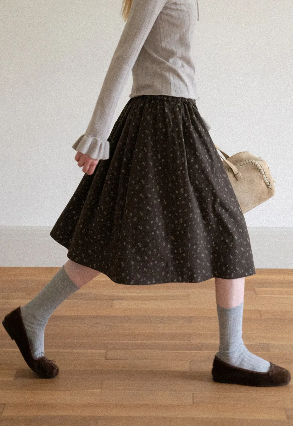 Floral Print A Line Skirt
