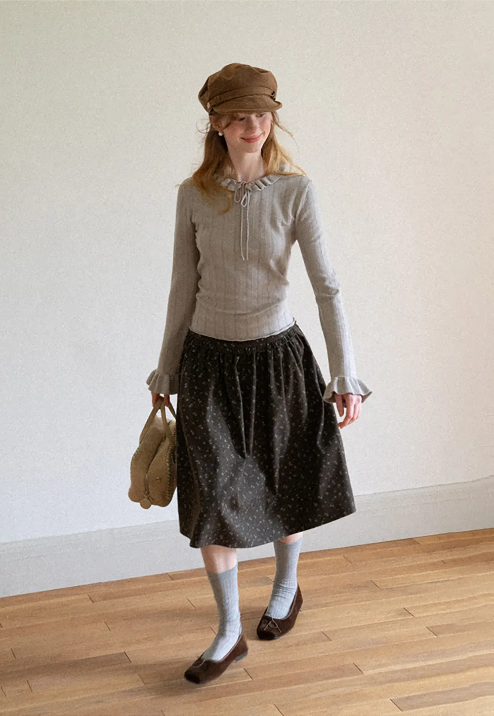 Floral Print A Line Skirt