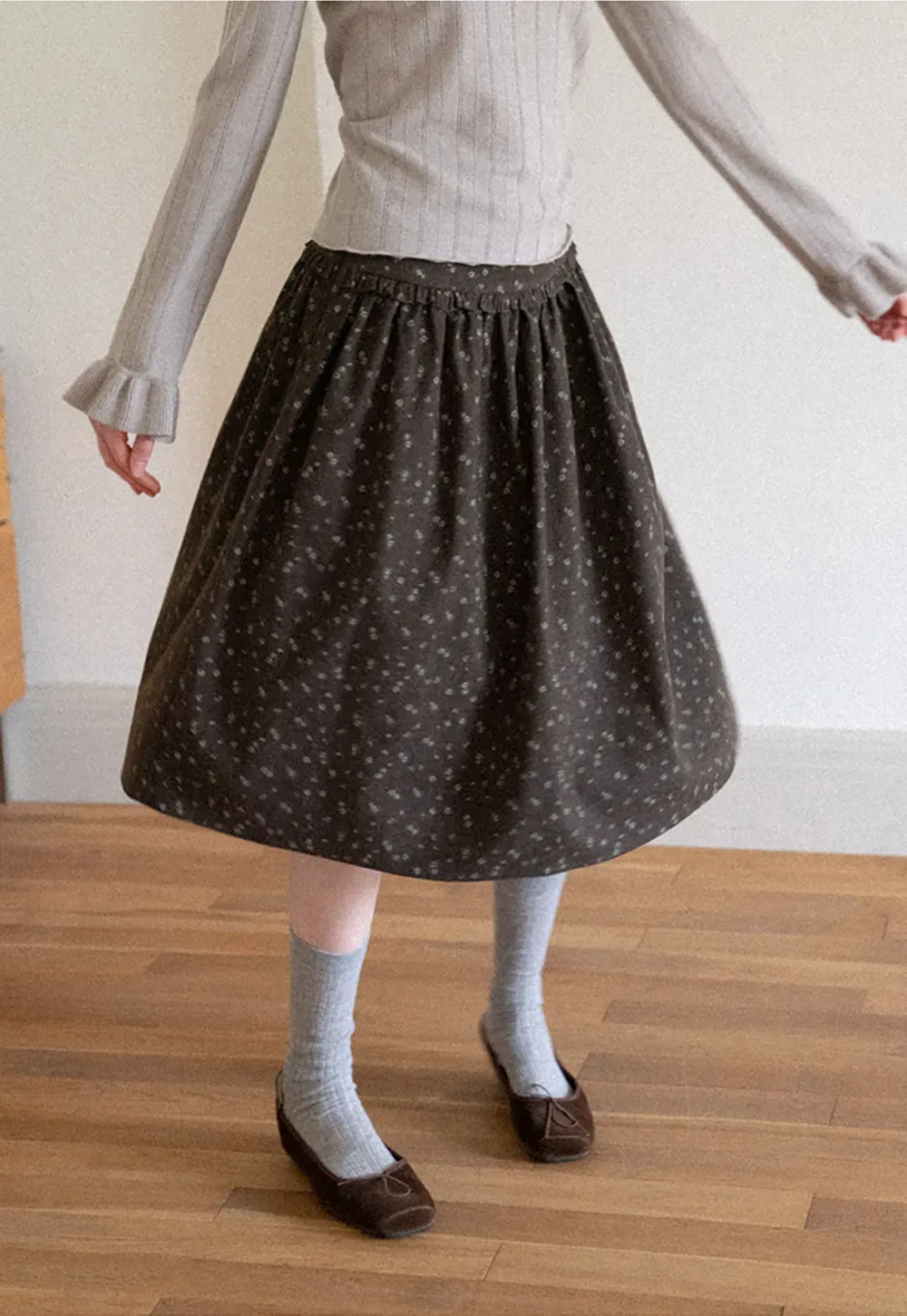 Floral Print A Line Skirt