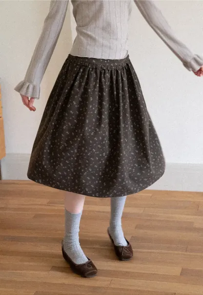 Floral Print A Line Skirt