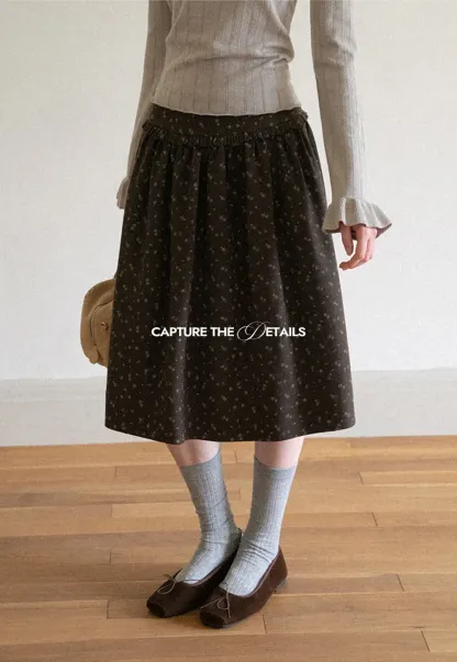 Floral Print A Line Skirt