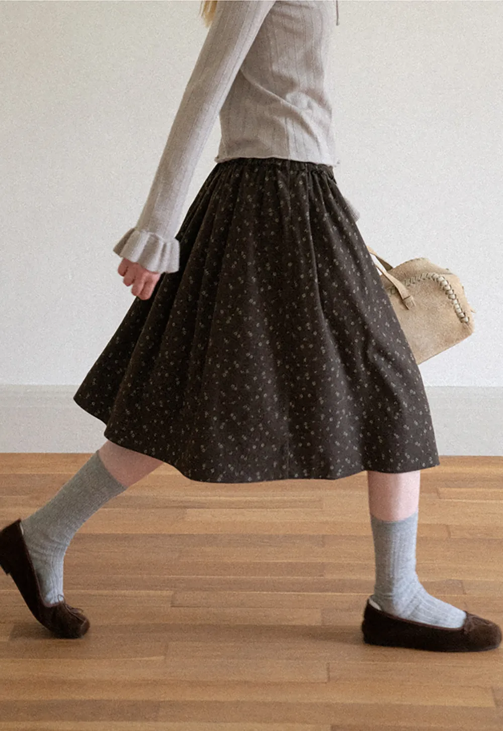 Floral Print A Line Skirt