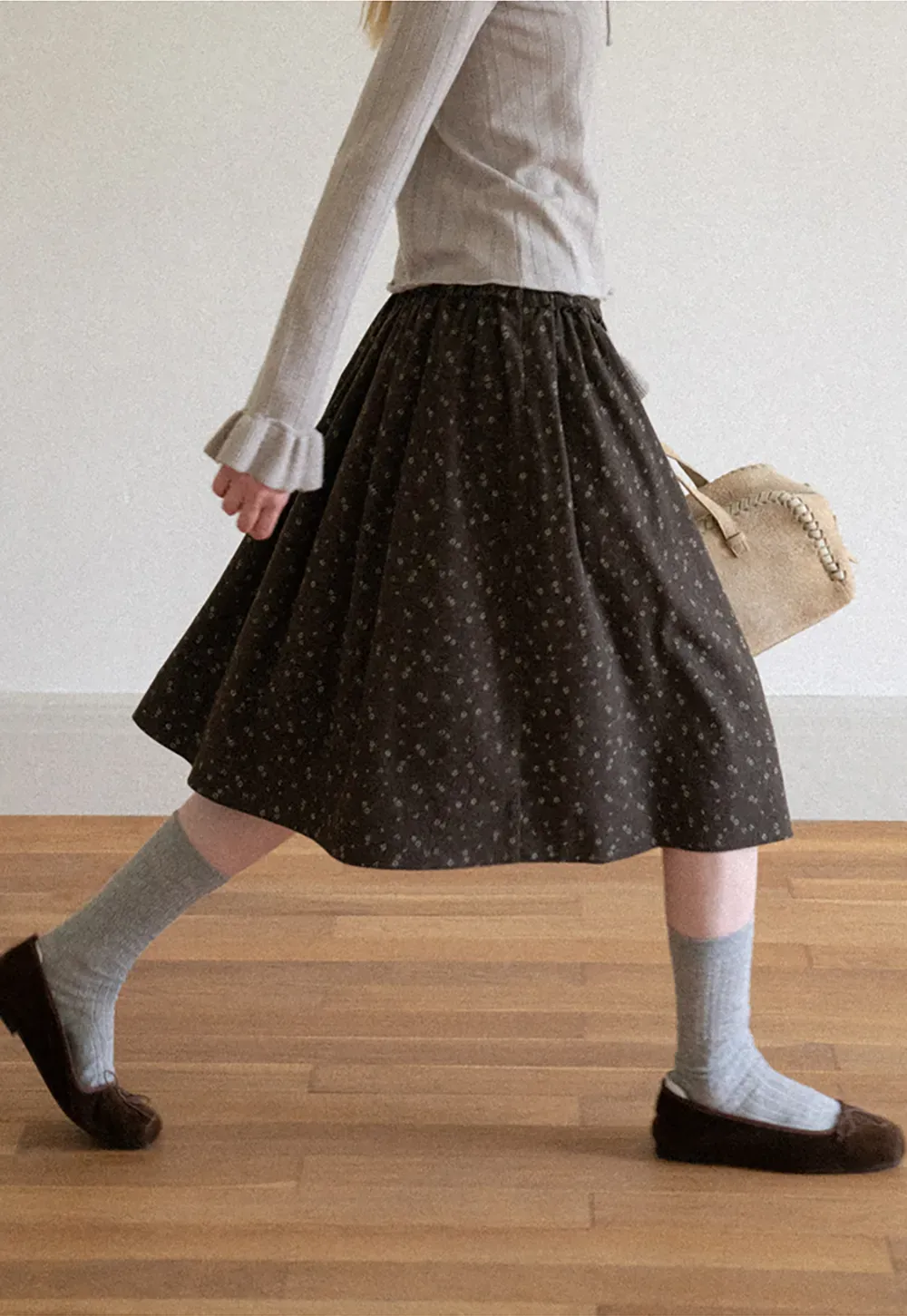 Floral Print A Line Skirt