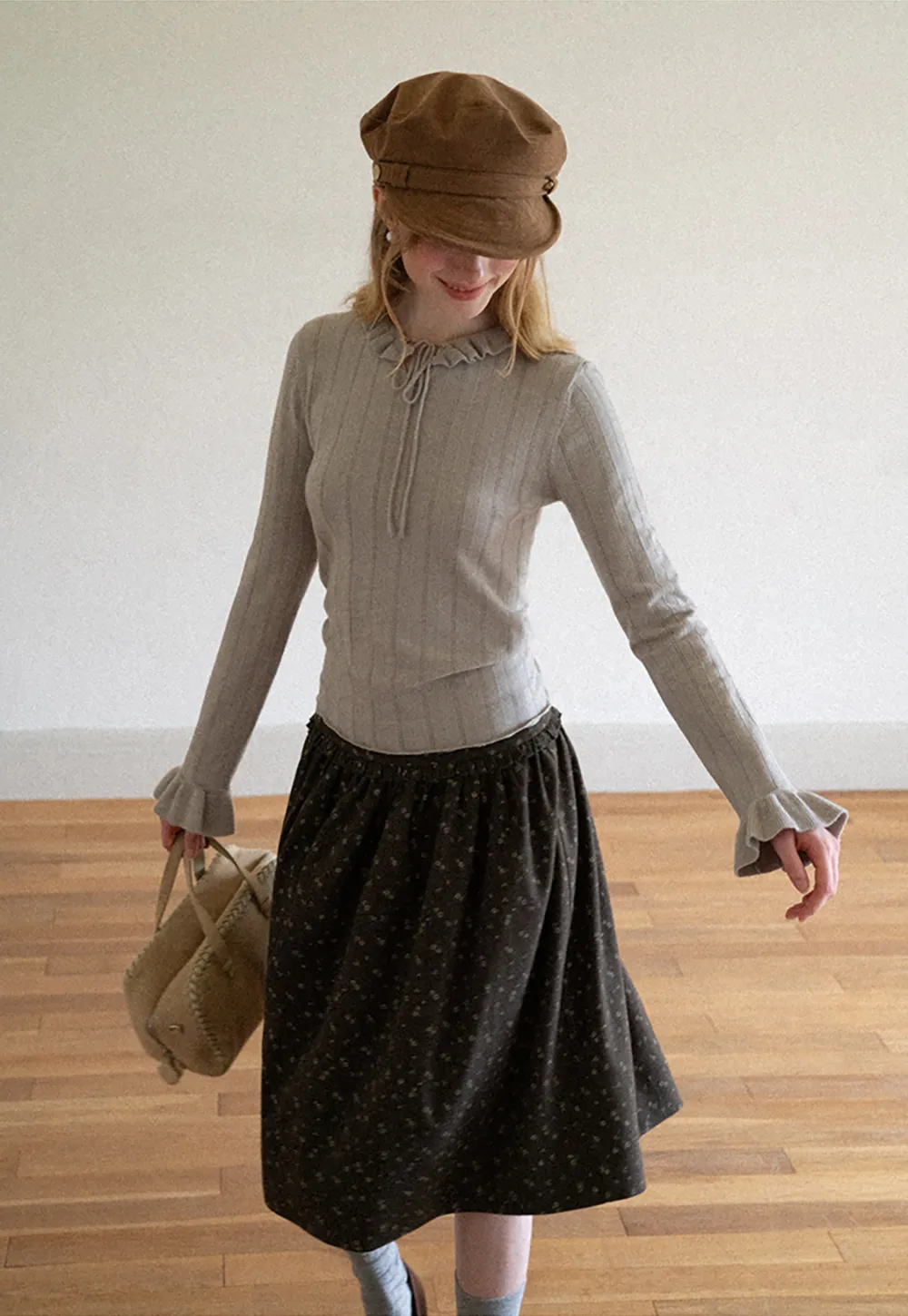 Floral Print A Line Skirt