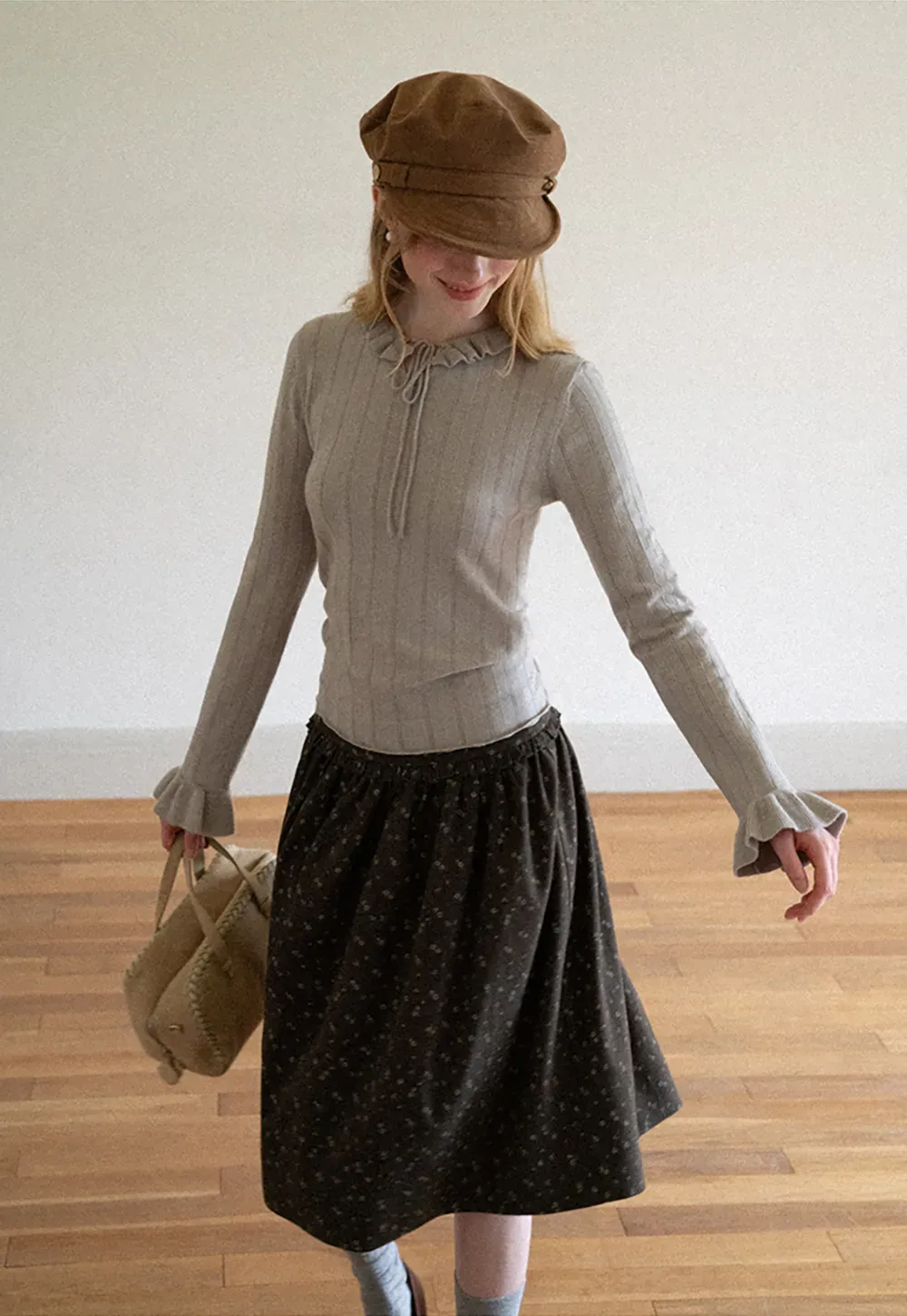 Floral Print A Line Skirt