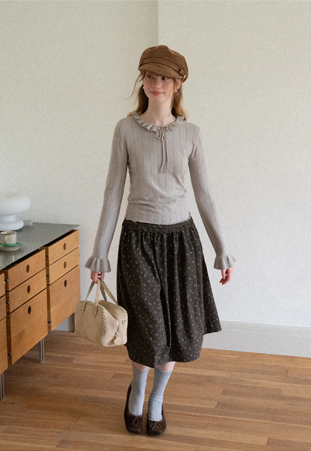 Floral Print A Line Skirt