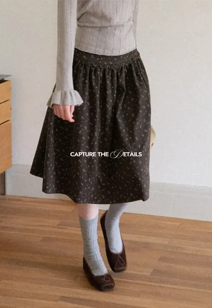 Floral Print A Line Skirt