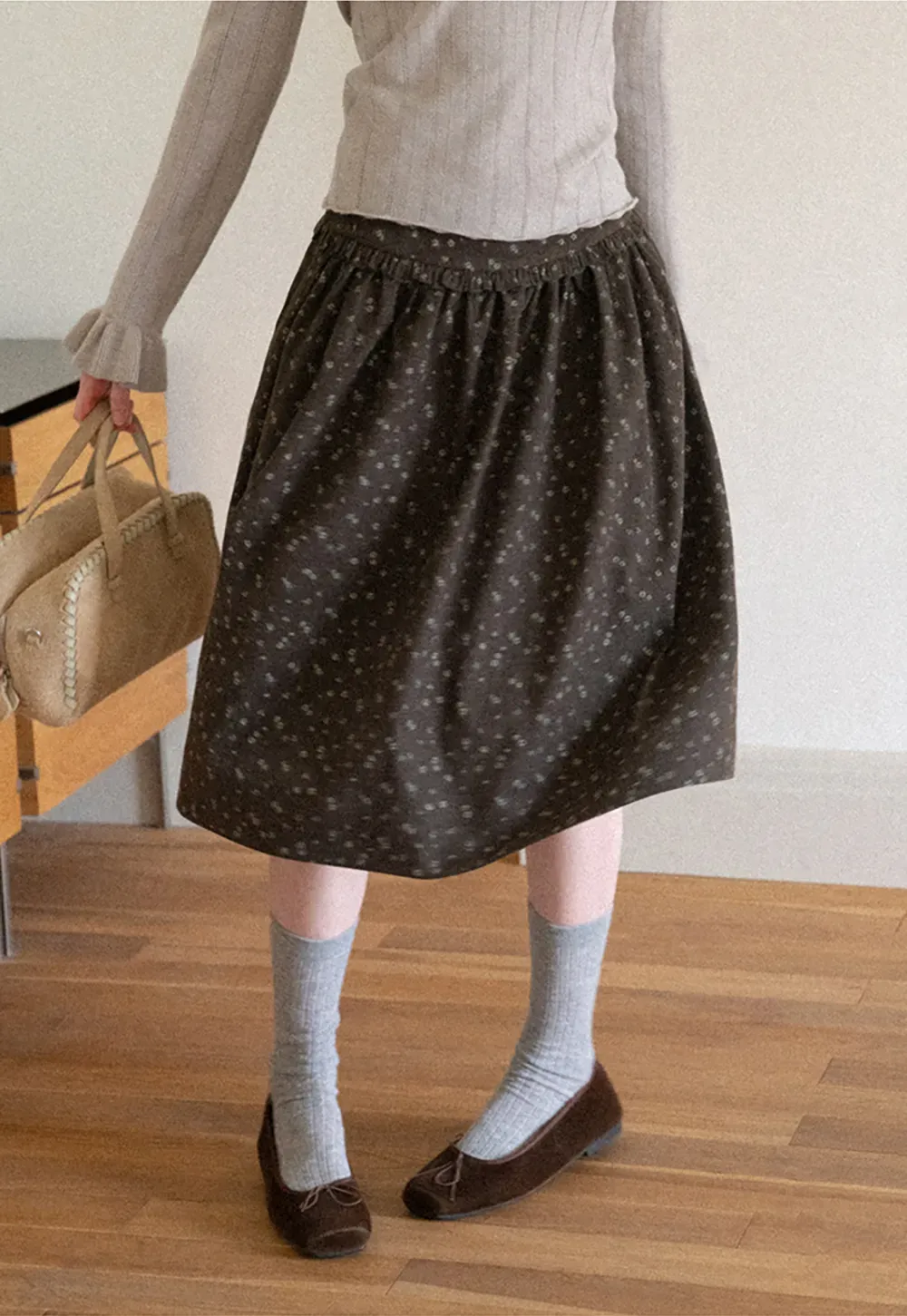 Floral Print A Line Skirt