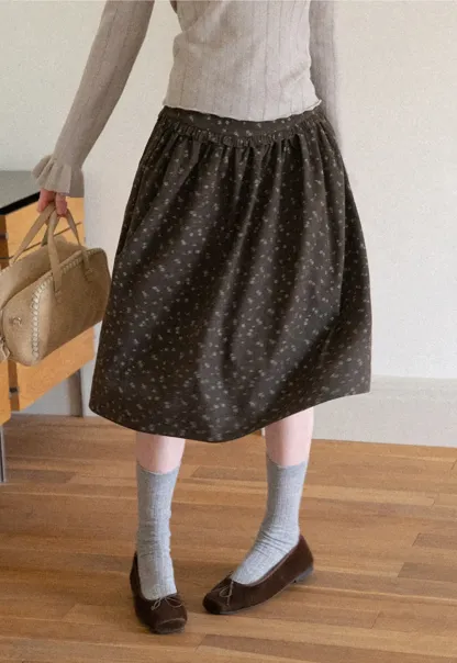 Floral Print A Line Skirt