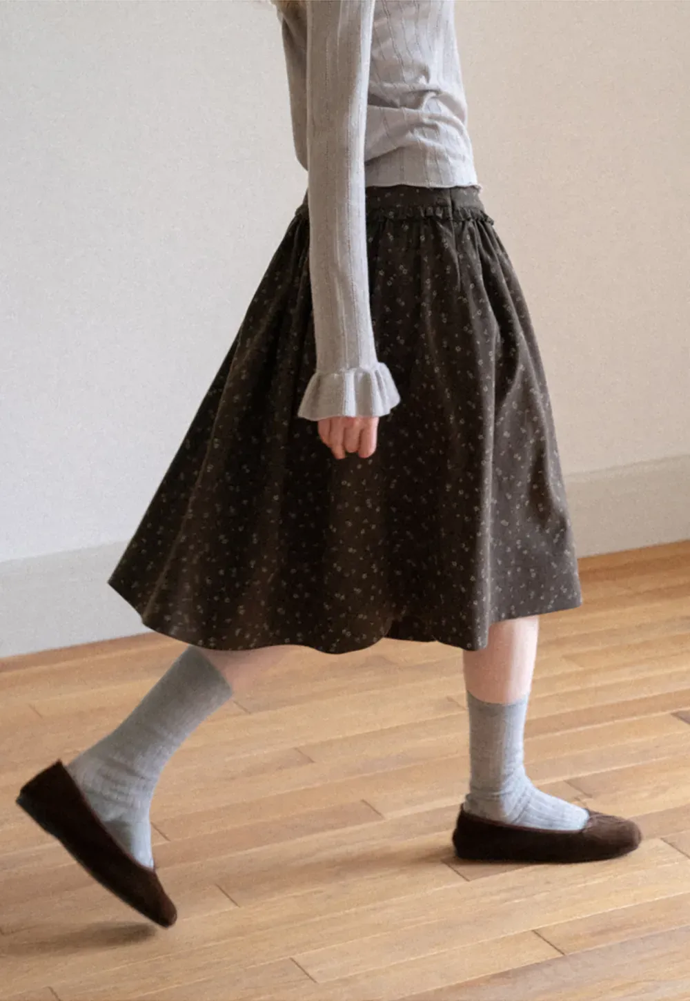 Floral Print A Line Skirt
