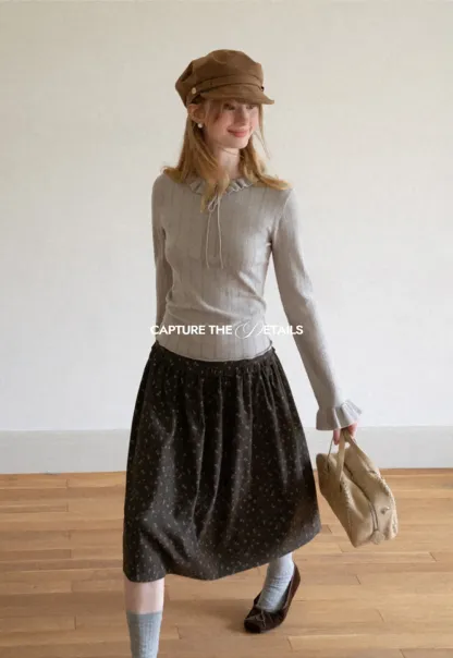 Floral Print A Line Skirt