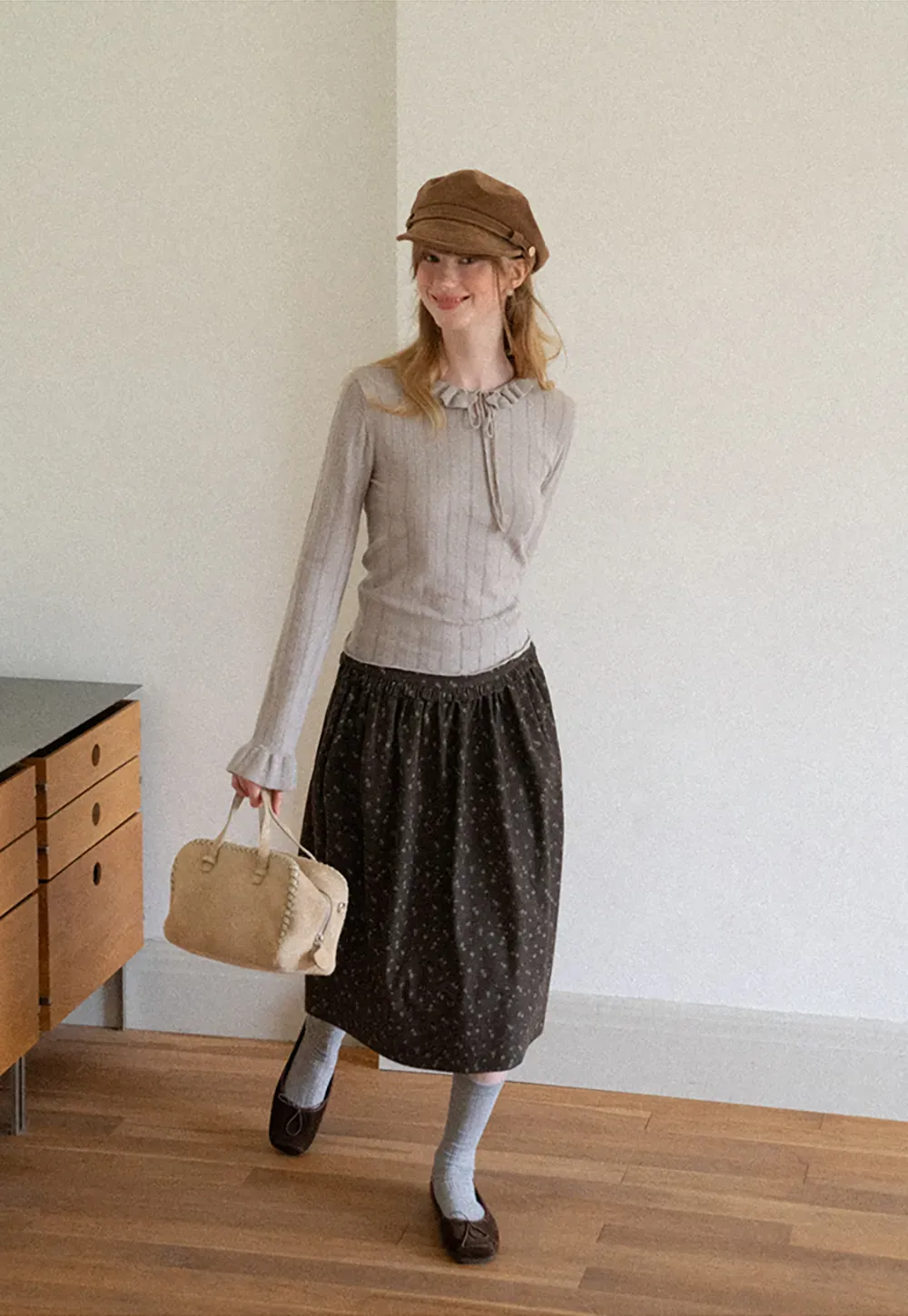 Floral Print A Line Skirt