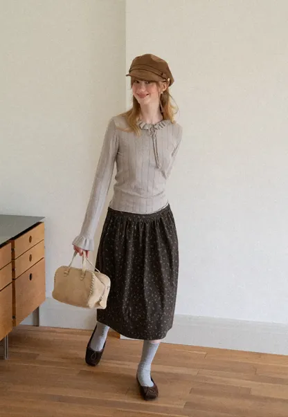 Floral Print A Line Skirt