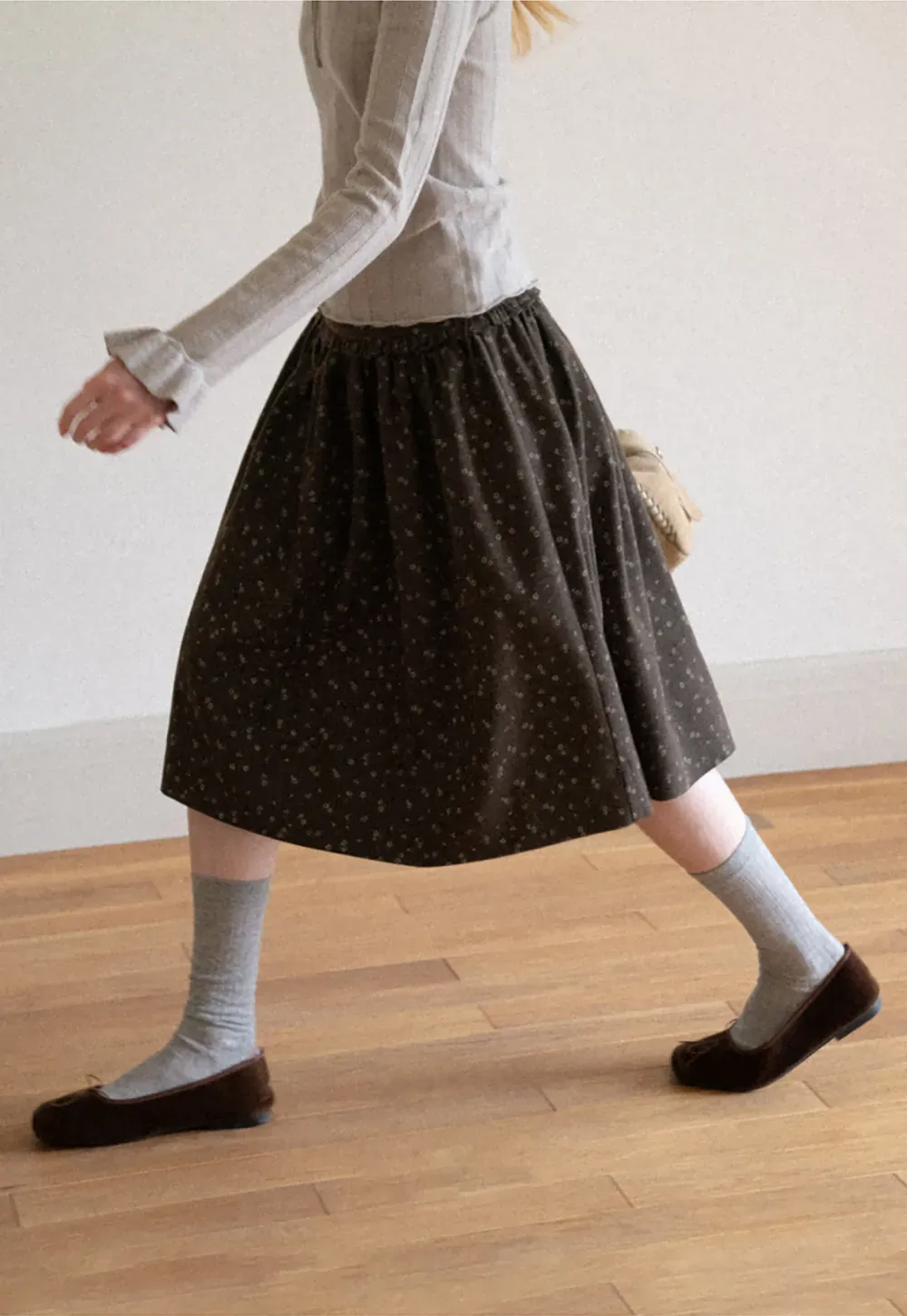 Floral Print A Line Skirt