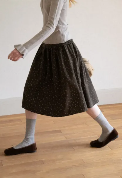 Floral Print A Line Skirt