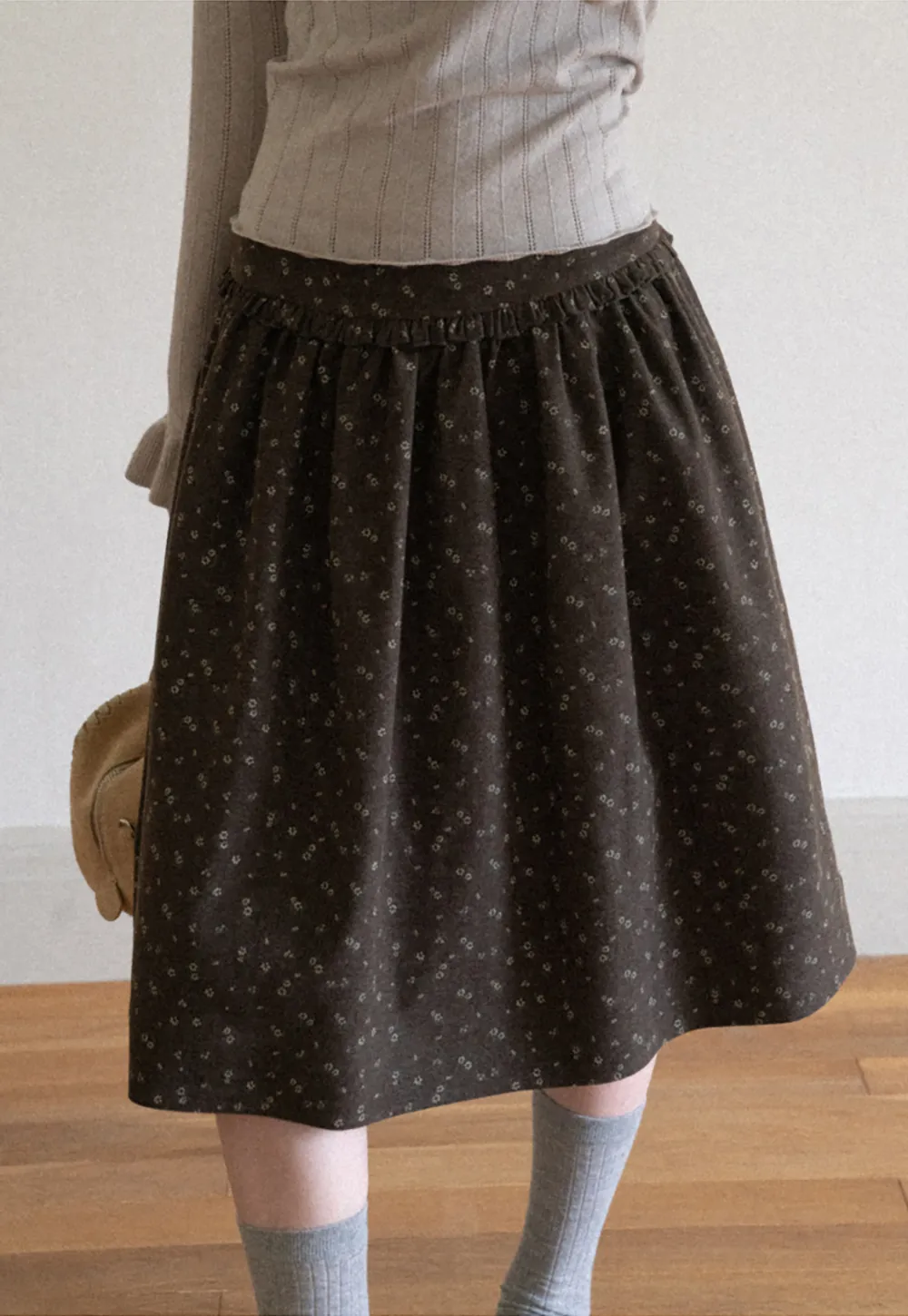 Floral Print A Line Skirt