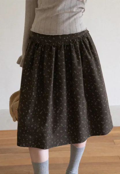 Floral Print A Line Skirt