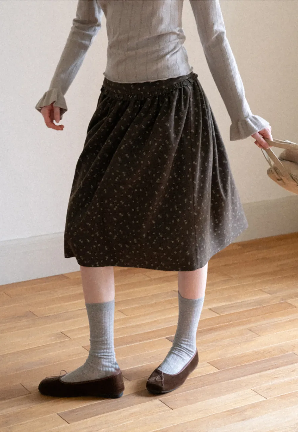 Floral Print A Line Skirt